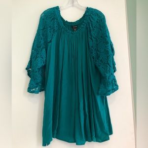 Lace sleeve peasant blouse